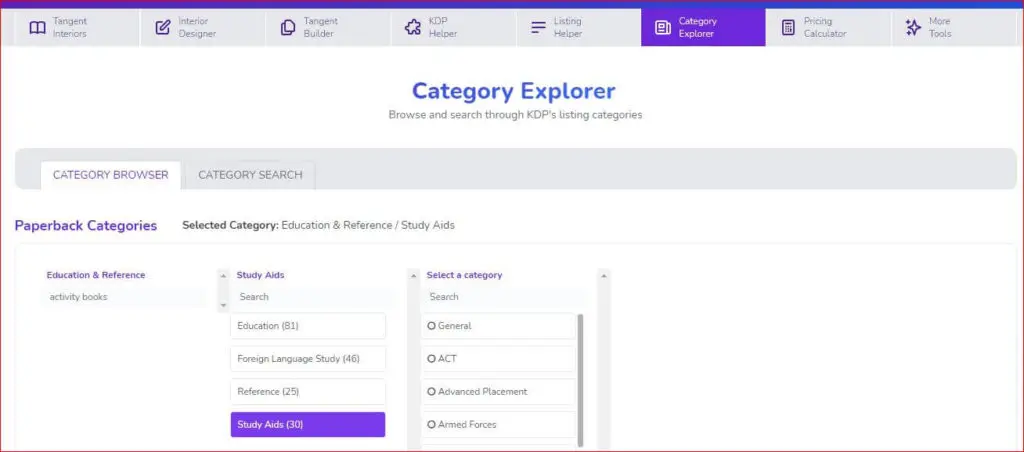 tangent templates category explorer