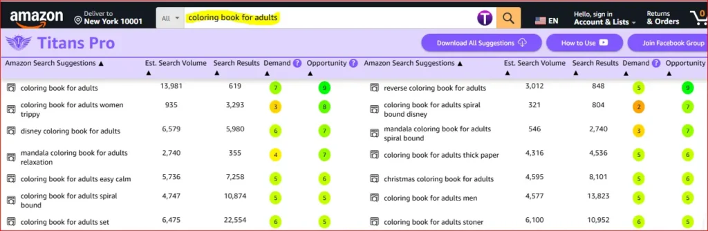 coloring books for adults sub-niches with titans pro