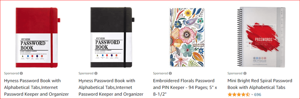 password log books on amazon