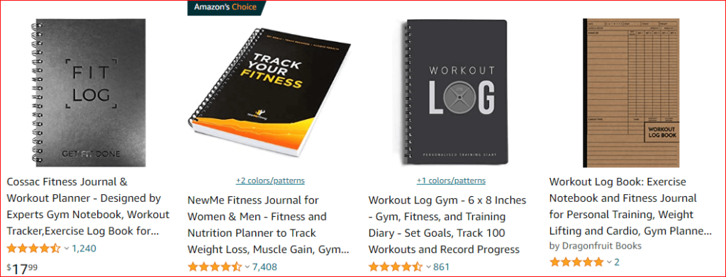 work out log books amazon