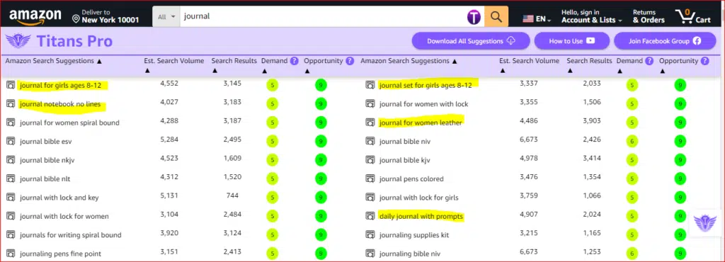 journal niche ideas for amazon