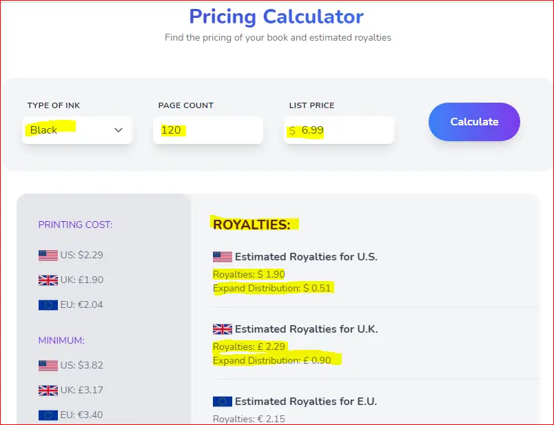 pricing calculator by tangent templates
