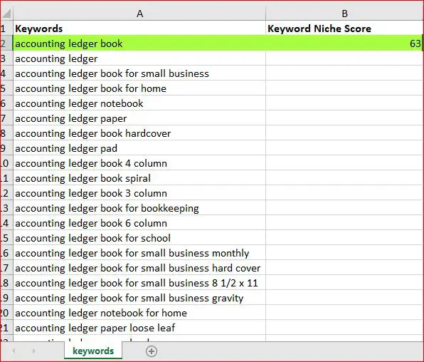 accounting ledger niche research kdp