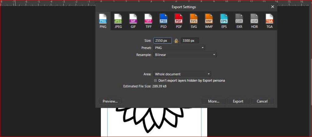 export as png affinity designer