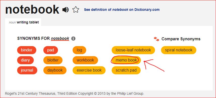 notebook synonyms-memo-book
