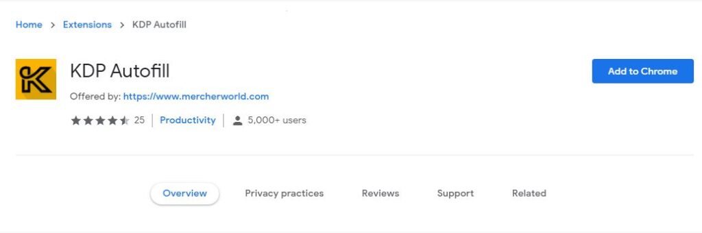 kdp auto fill chrome extension