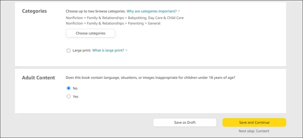 choosing kdp categories - kdp upload process