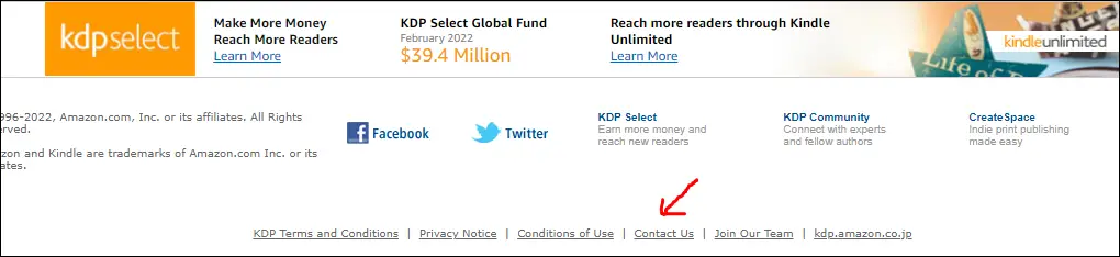 kdp contact us button