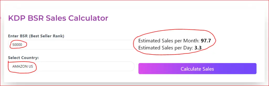 kdp bsr sales calculator