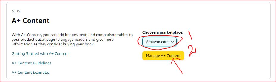 manage a+ content choosing marketplace