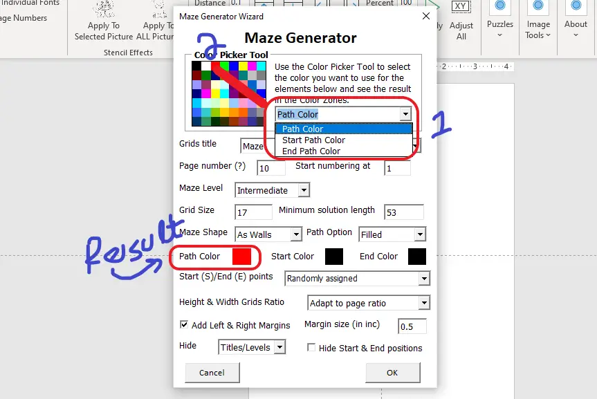 change path color in maze puzzle generator