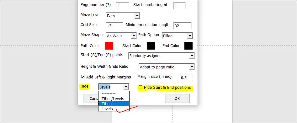 hide titles level and points