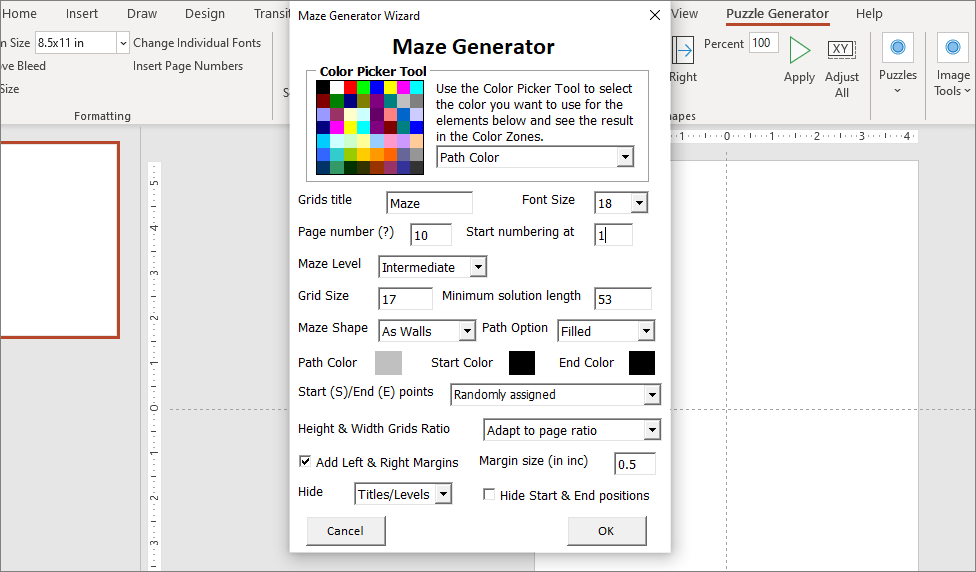 maze generator puzzle customizations