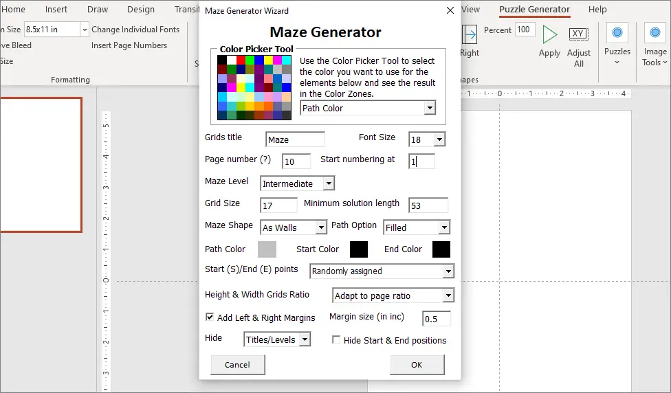 maze generator puzzle customizations