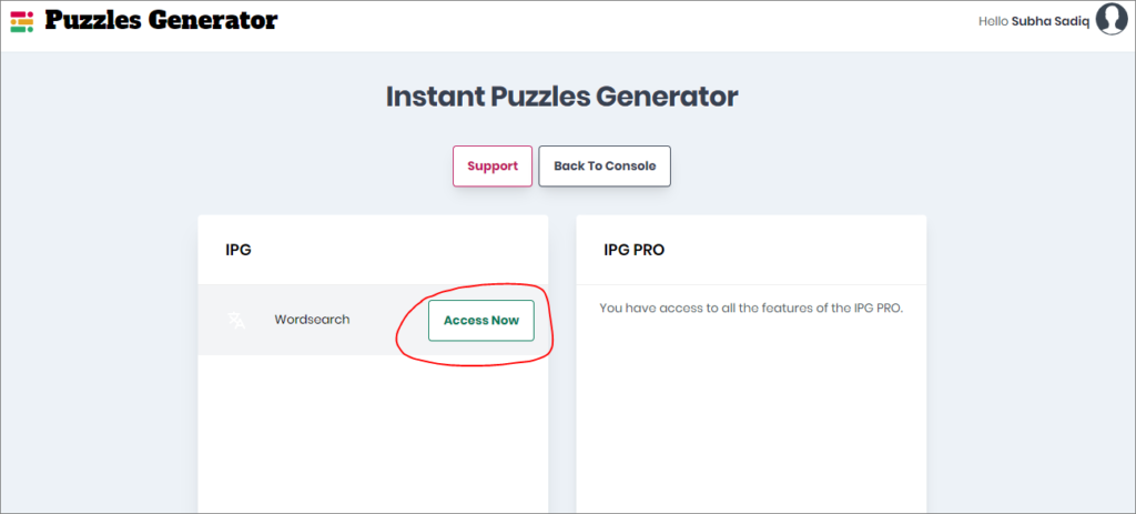 instant puzzle generator dashboard