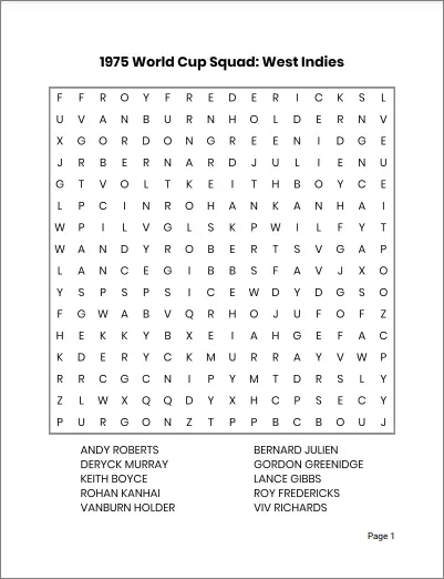 sample page cricket word search puzzle book