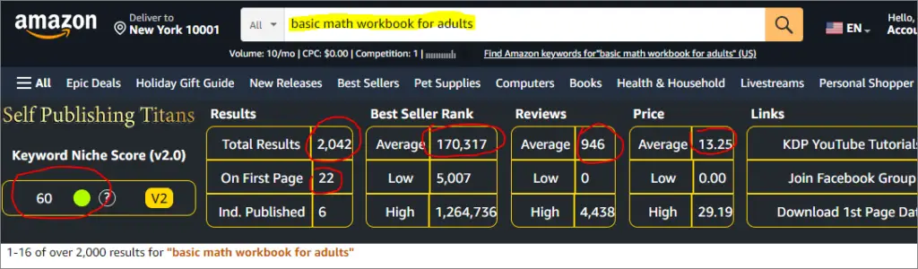 basic math workbook for adults kdp niche