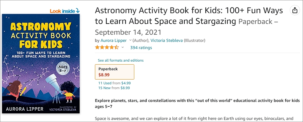 astronomy activity book for kids kdp niche