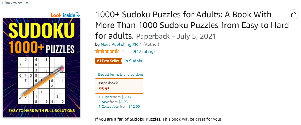 sudoku puzzle books amazon kdp