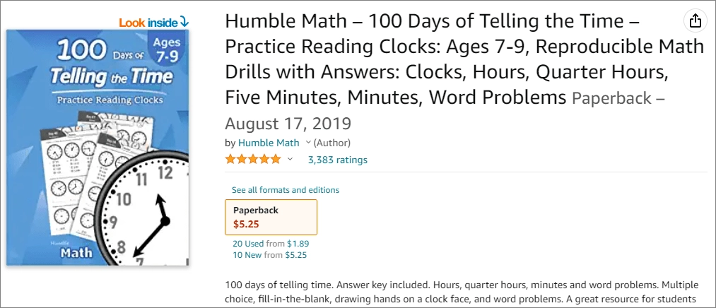 telling the time math workbook kdp niche