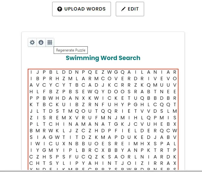 regenerate word search puzzle