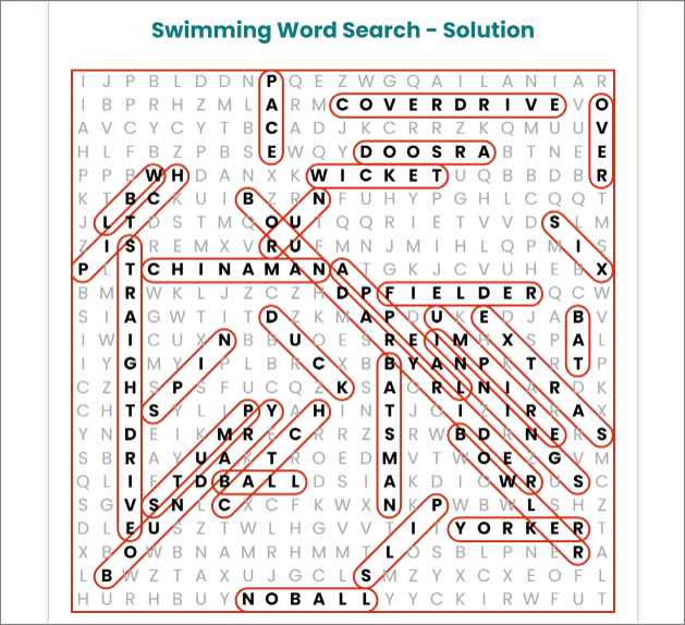 solution page word search puzzle