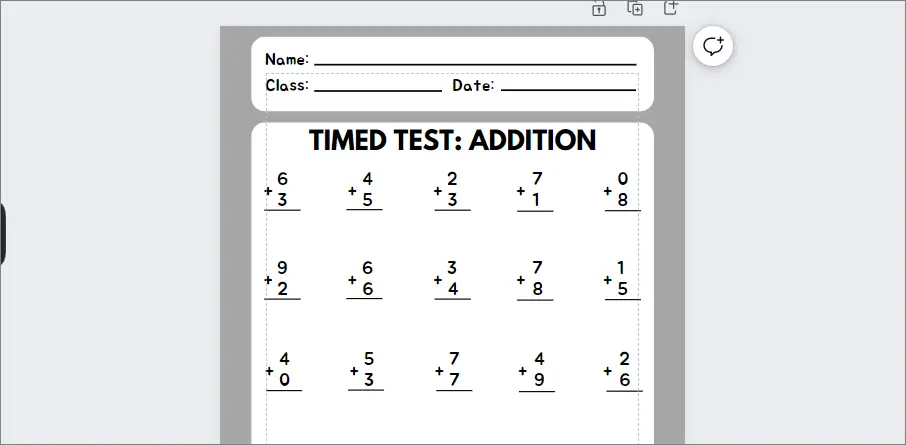 timed test addition