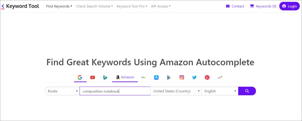 keyword tool for amazon