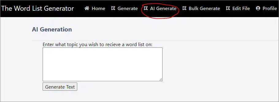 ai generate word lists