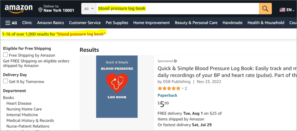 blood pressure log book