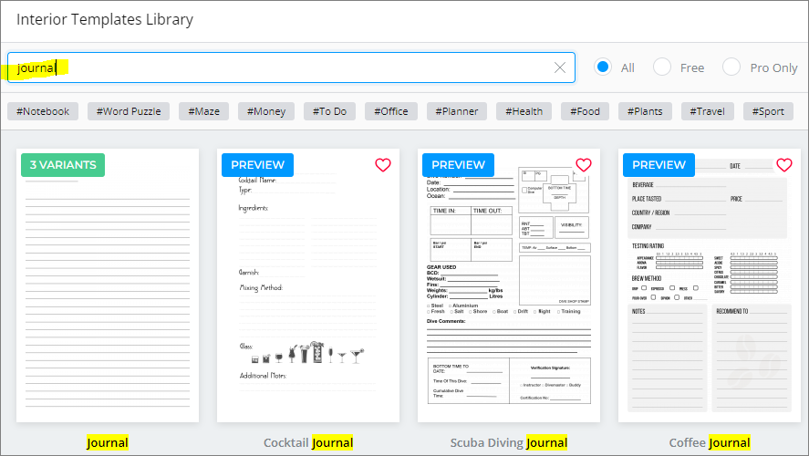 book bolt journal page templates