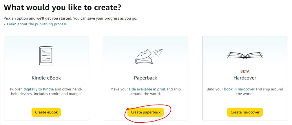 create a paperback book on kdp
