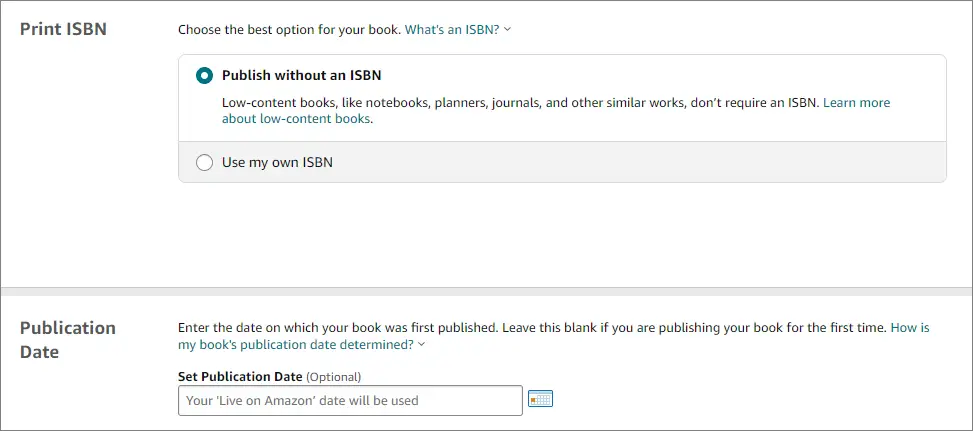 kdp isbn for journal