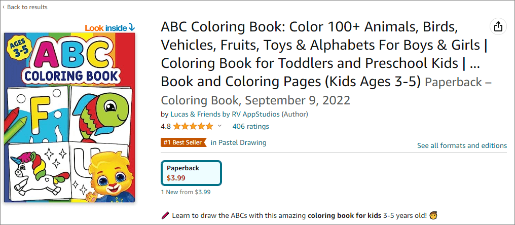 abc coloring book best selling medium content book
