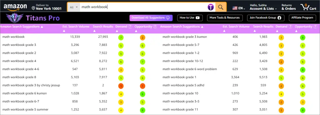 math workbook kdp niches with titans pro