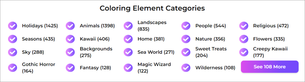 coloring book maker categories