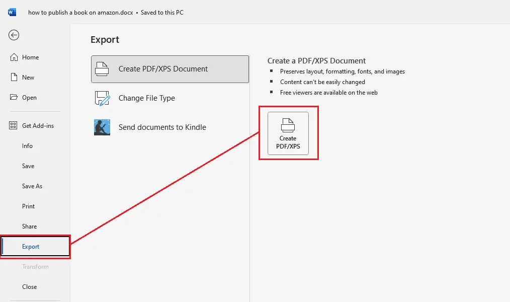 exporting your book as pdf file