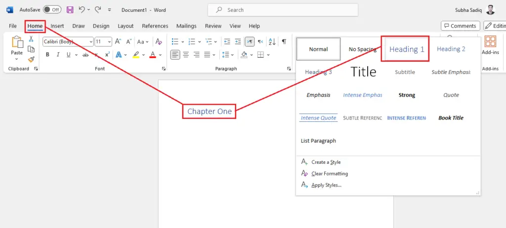 formatting text in Microsoft word