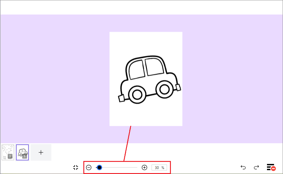 zoom in and zoom out option in coloring book maker tool