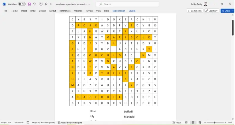 How to Make a Word Search Puzzle in MS Word (With Pictures) - Low ...