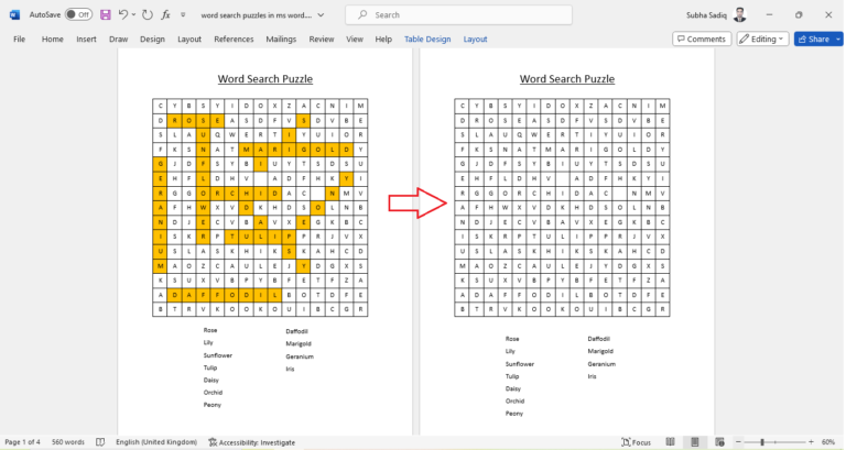 How to Make a Word Search Puzzle in MS Word (Step-by-Step with Pictures ...