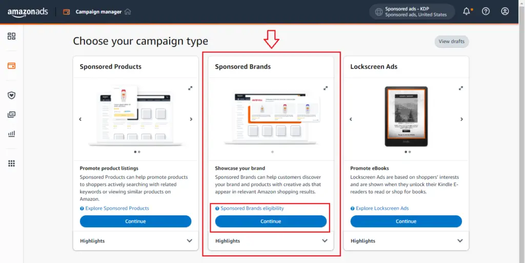 sponsored brands ads step 1