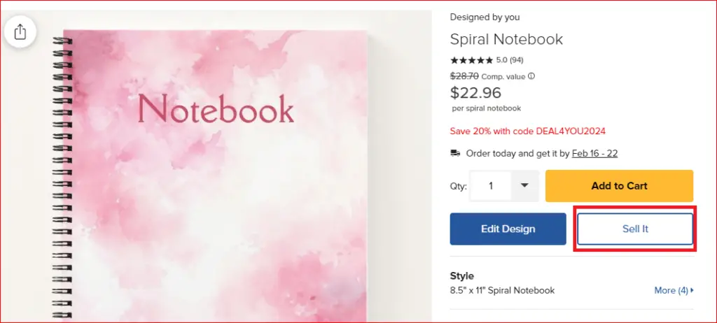 sell spiral notebook on zazzle