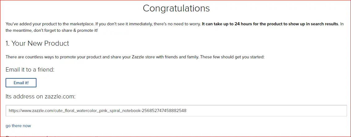 zazzle confirmation page