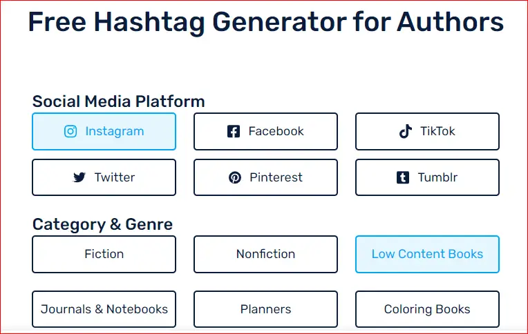 book bird hashtag generator