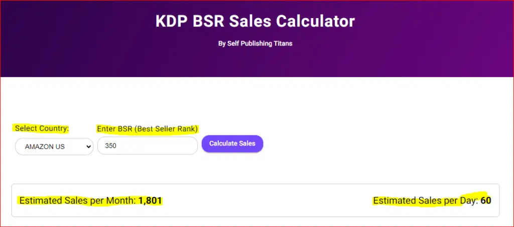 kdp bsr sale calculator