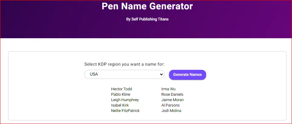 kdp pen name generator