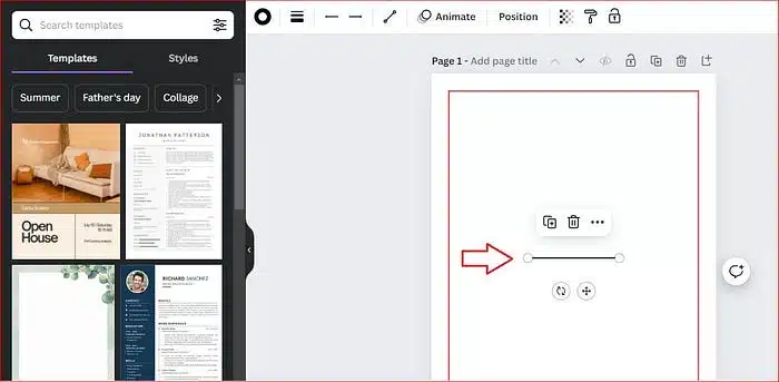 adding a line in canva