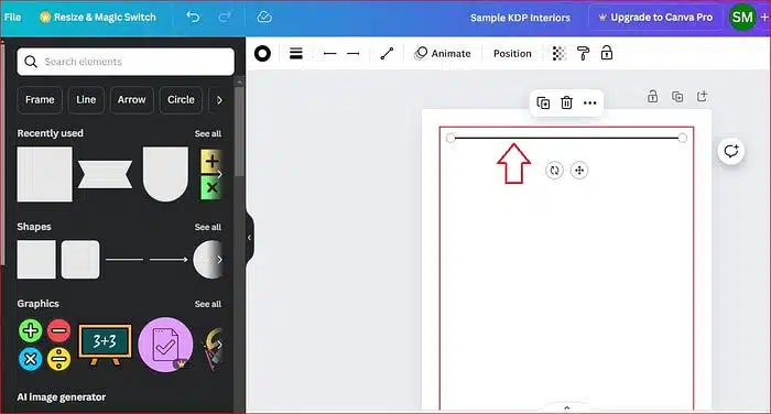 adding simple line in canva