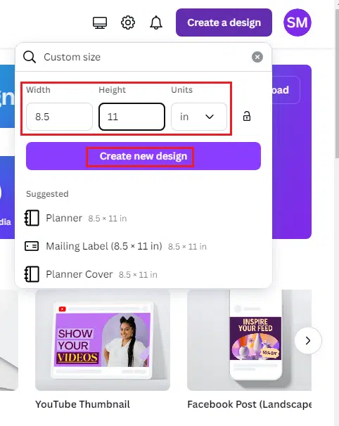 input design dimensions in canva